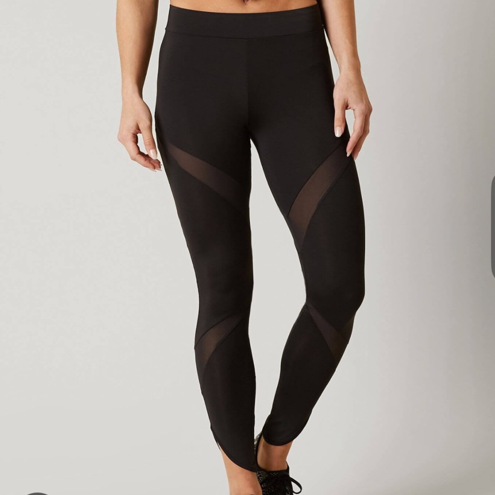 Puma Evo Active Black Sheer Mesh Panel Athletic Leggings Size S